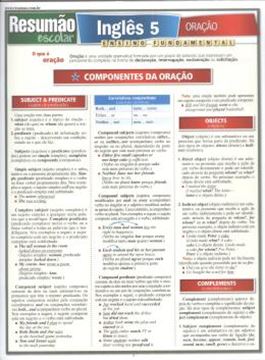 Imagem de RESUMAO - INGLES 5 ORACAO