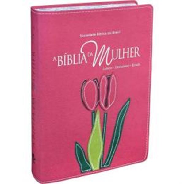 Picture of A BIBLIA DA MULHER - COURO SINTETICO ROSA COM BORDAS FLORIDAS TAMANHO GRANDE