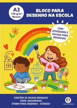 Imagem de COLECAO LIVRO BLOCO DE DESENHO - BLOCO PARA DESENHO NA ESCOLA A3 140G BRANCO - COM ATIVIDADES E FOLHAS PARA DESENHAR