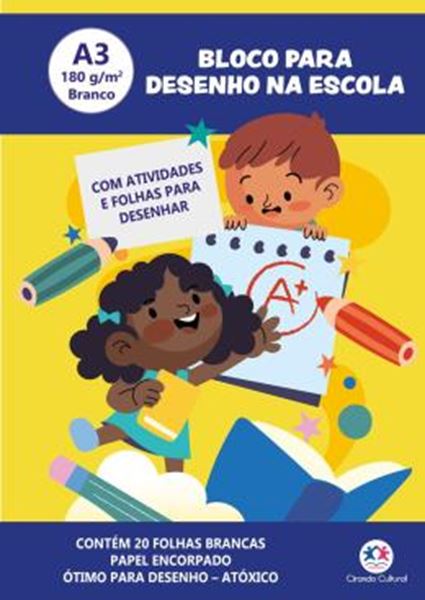 Picture of COLECAO LIVRO BLOCO DE DESENHO - BLOCO PARA DESENHO NA ESCOLA A3 180G BRANCO - COM ATIVIDADES E FOLHAS PARA DESENHAR