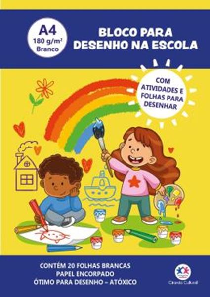 Picture of COLECAO LIVRO BLOCO DE DESENHO - BLOCO PARA DESENHO NA ESCOLA A4 180G BRANCO - COM ATIVIDADES E FOLHAS PARA DESENHAR